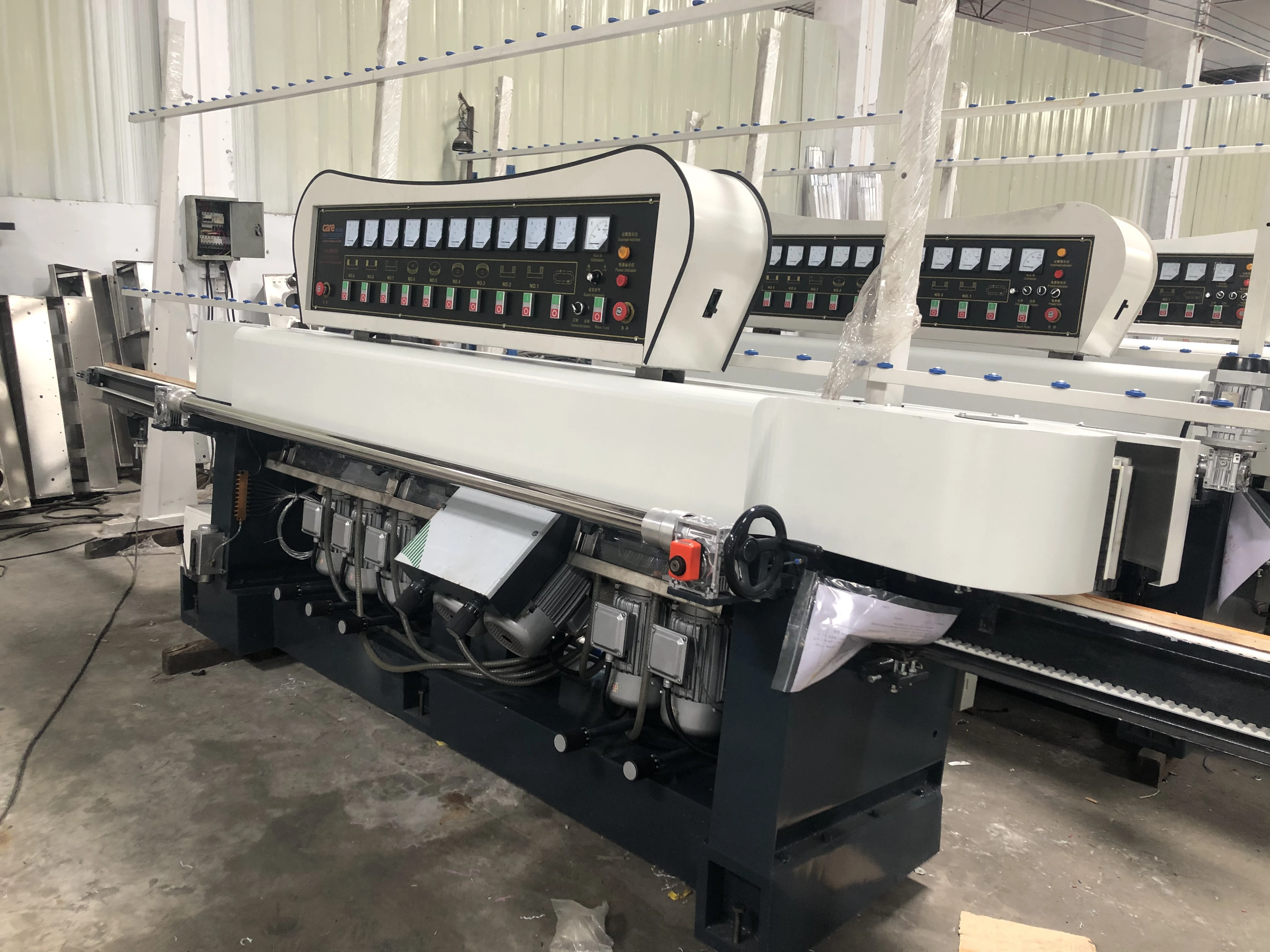PLC  Optional Straight Line Flat Edge Glass Edging Polishing Machine 9 Wheels Glass Edger Glass Machine