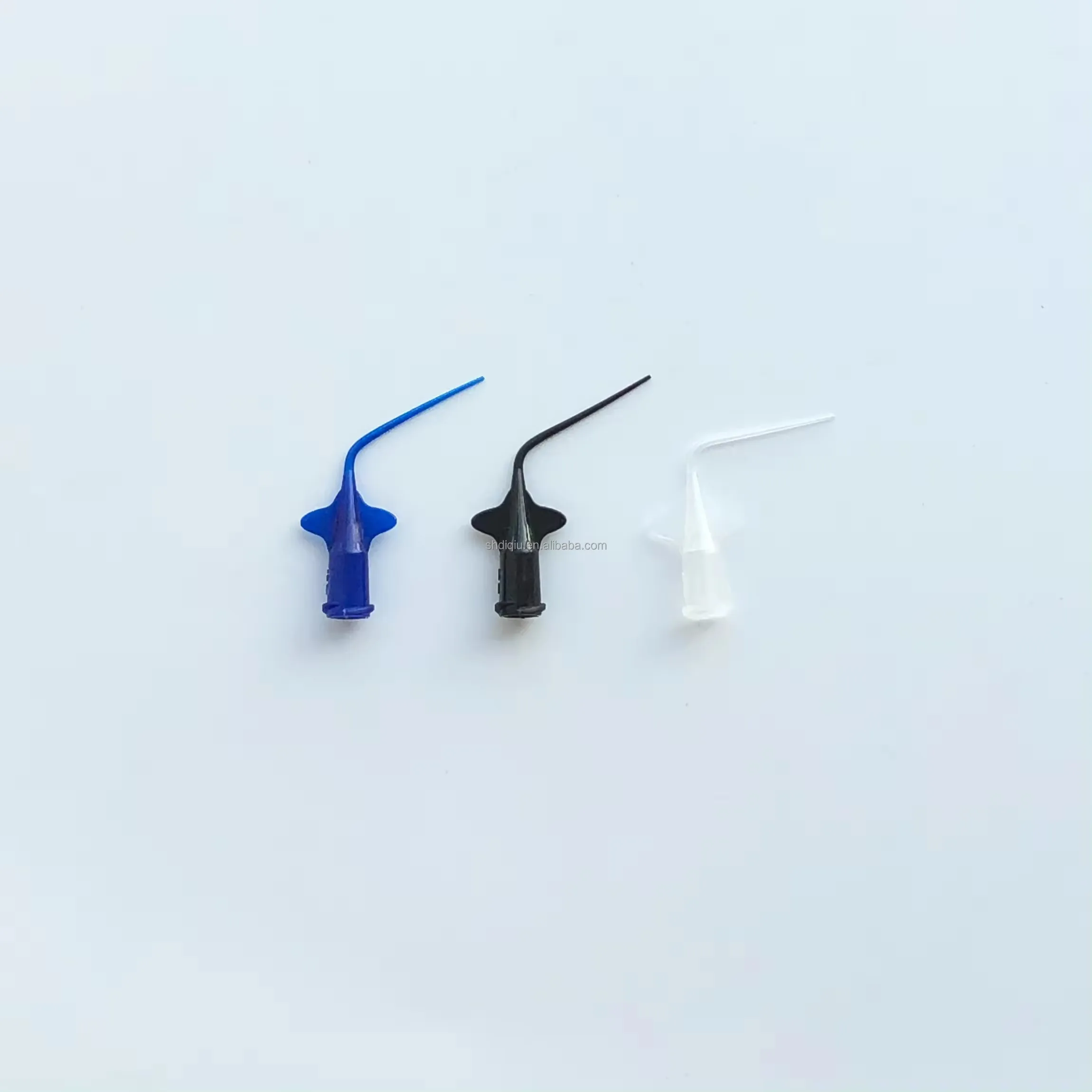 Hot sale bendable capillary tip dental disposable plastic pre-bent long curved dental needles with capillary tip