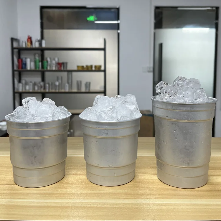 Custom Company Logo Promotional Drinkware Reusable Recyclable Aluminum Cup Cold Drink Ice Cold Beer Mug