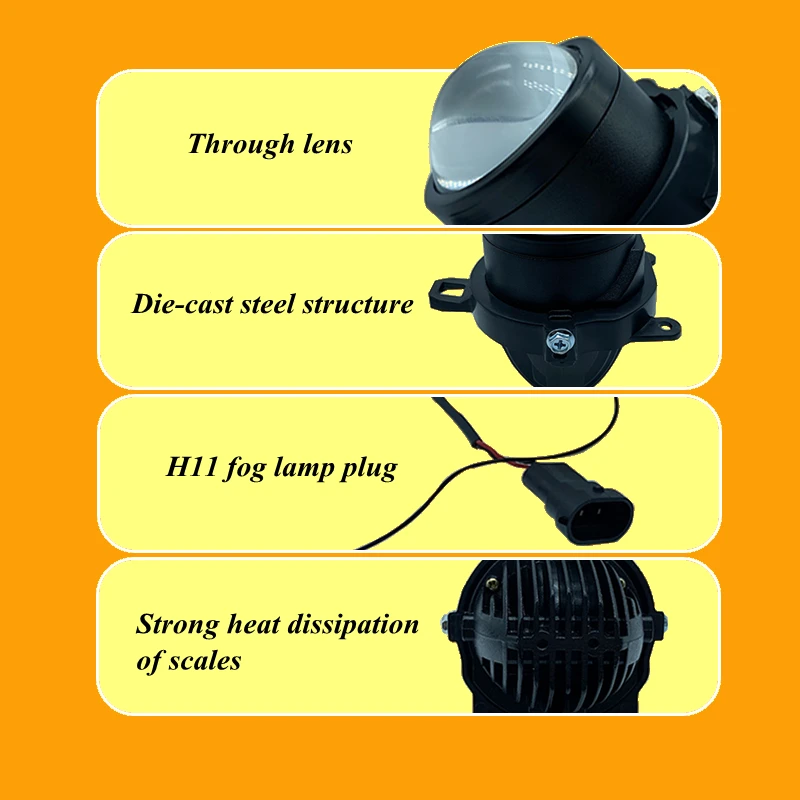 12V waterproof modification 2.0Inch bifocal lens led foglight For BUICK Chevrolet  Cruze  Enclave GT High low beam integrated