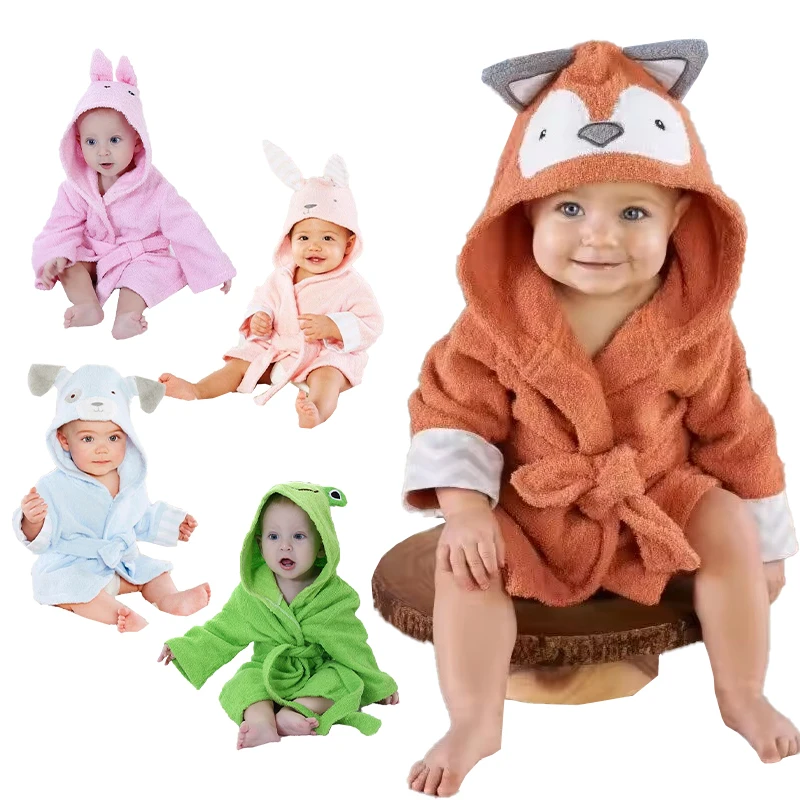 Bathrobe Fleece Hooded Bath towel Baby Wholesale Kid Spa Robe