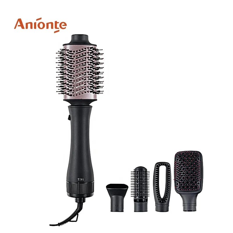 Одношаговая щетка для сушки волос, Золотая щетка для укладки горячим воздухом, щетка для сушки