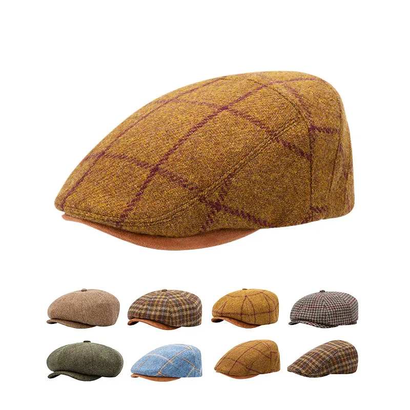 High Quality Mens Classic Design Retro Driving Hooligan Vintage Ivy Newsboy Irish Flat Caps Baker Boy Tweed Cabbie Golf Hat