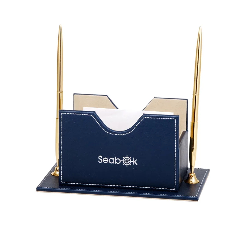 Arabic Navy Blue Executive Office Leather Desktop Stationery Desk Set 5pcs