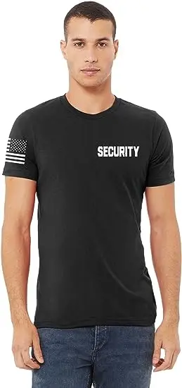 Safety Guard Staff One/Two-Sided American USA Flag On Arm security t shirt Big Sizes Polo Unisex T-Shirt Security Guard Shirt