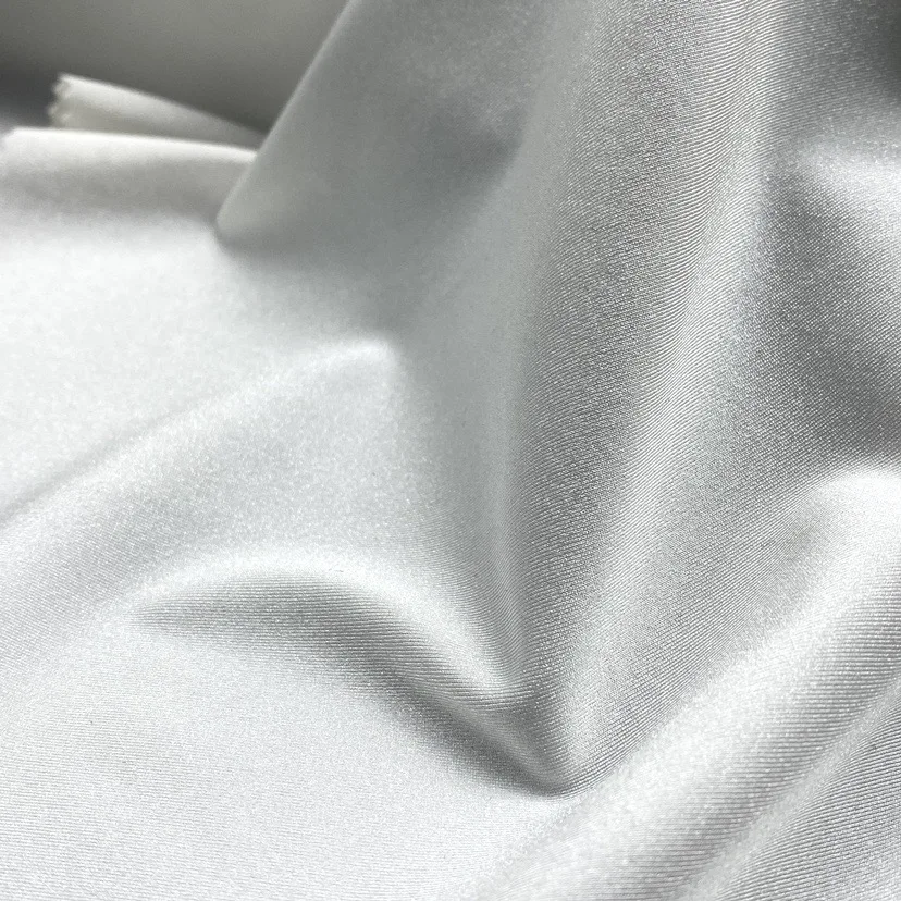 New design shiny white nylon spandex fabric recycled stretch fabric for swimwear  women bikini sexy swimsuit