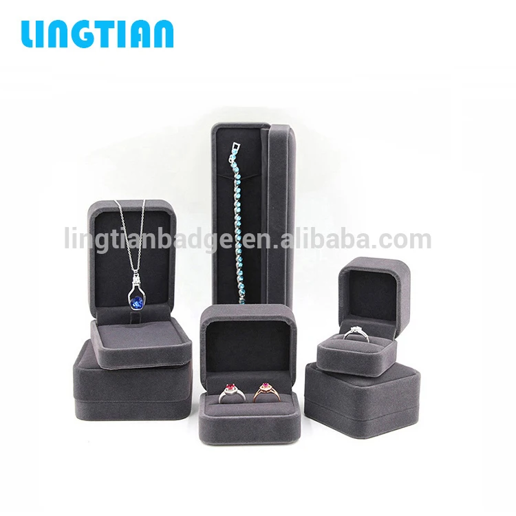 Luxury velvet cufflinks ring box with custom logo printed