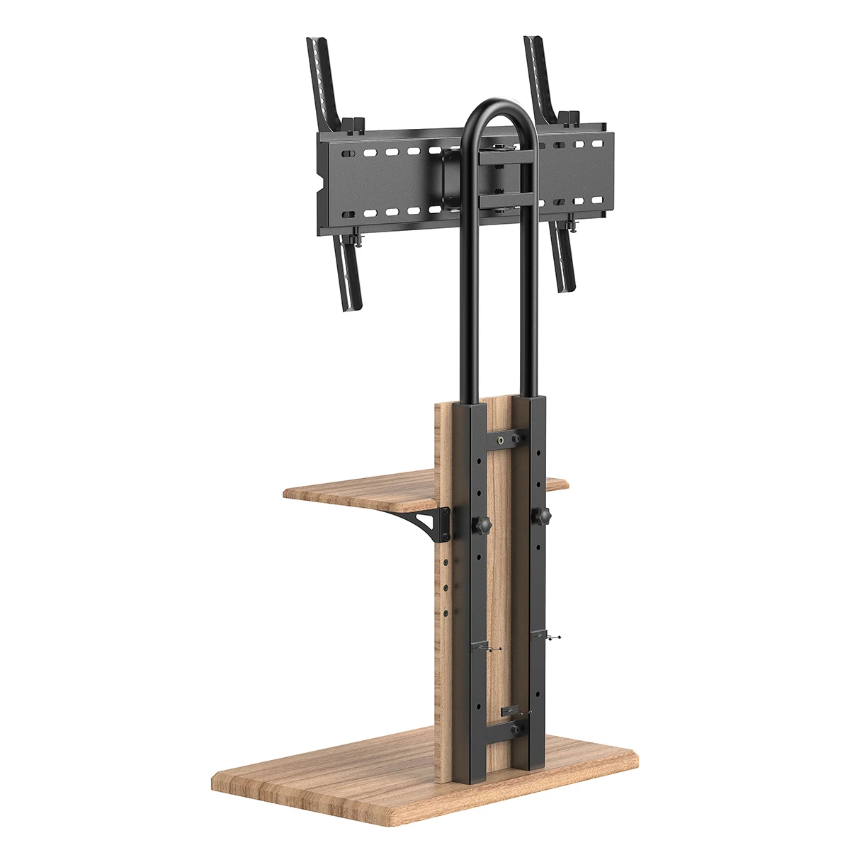 Wholesale Universal Swivel Tilt TV Stand with Wooden Base Height Adjustable Table Top TV Stand Mount Max VESA 400x400mm