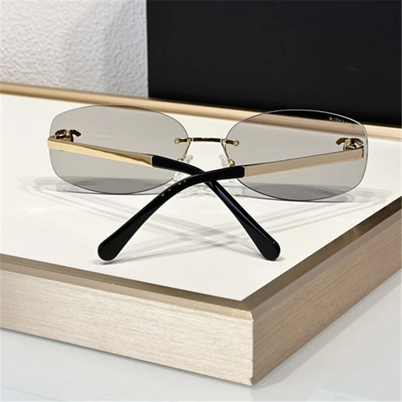 New 2024 Brand Designer Women CC Diamond Rimless Sunglasses Luxury Poly Styrene Lenses Mirror Glasses UV400 Eyeglasses