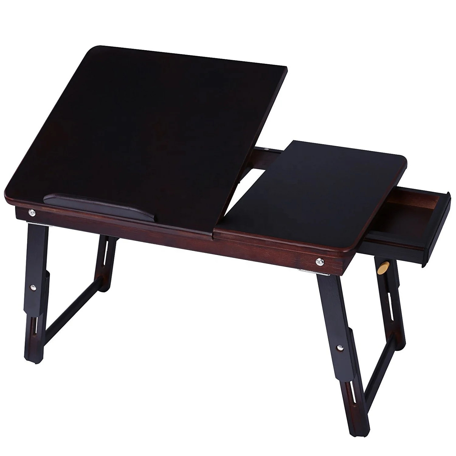 
black color bamboo folding laptop table with drawer 