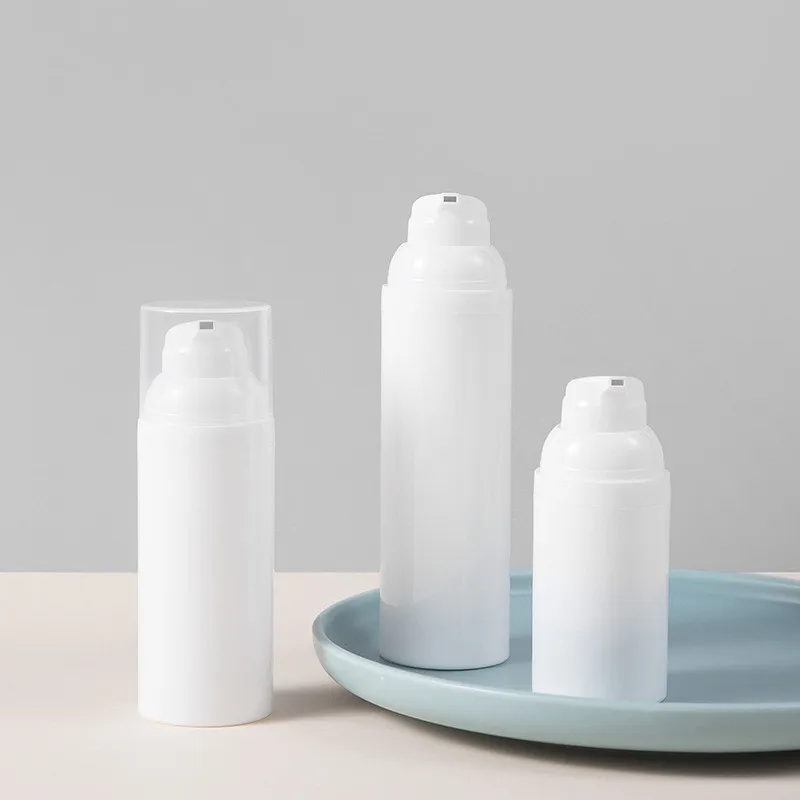 30ml 50ml 75ml PP clip-on vacuum white airless bottle for cosmetics lotion packing