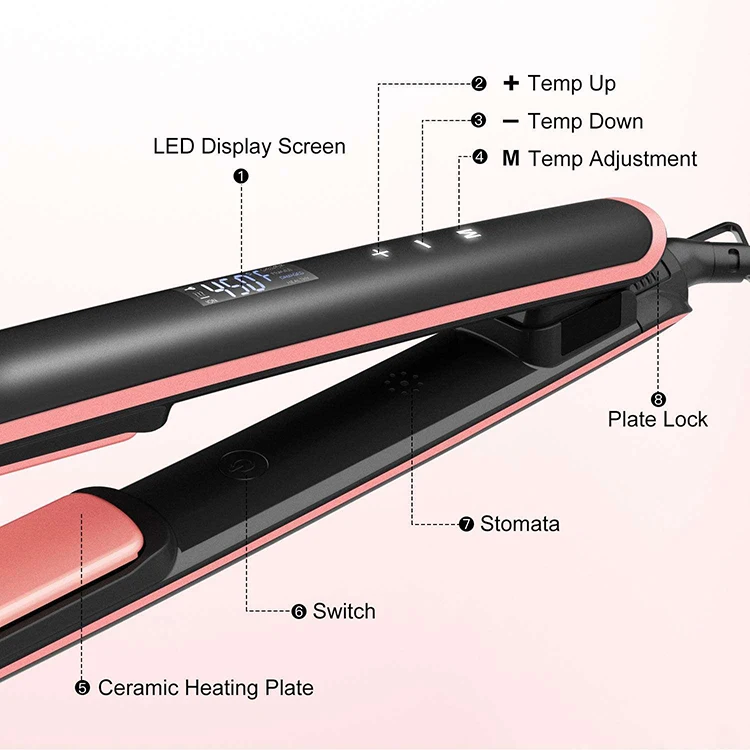 Professional 1 Inch Titanium Ceramic Hair Straightener Flat Iron Straightening Iron Plancha de cabello