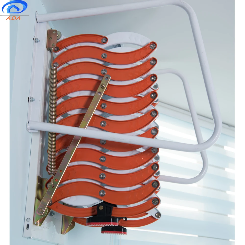 Orange Color Patented  Retractable Hanging Escape Telescopic Collapsible Ladder For Roof