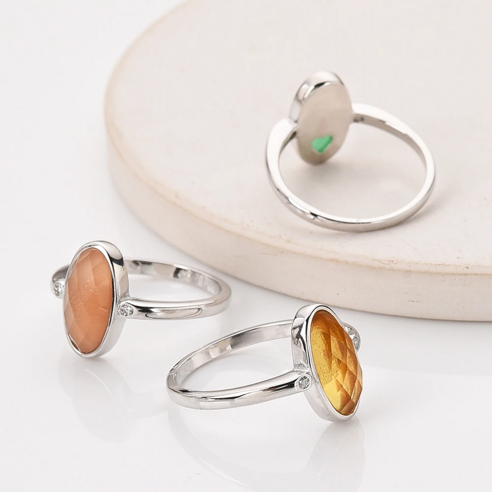 925 sterling silver oval cut women hypoallergenic gemstone ring wholesale price sterling silver vintage rings