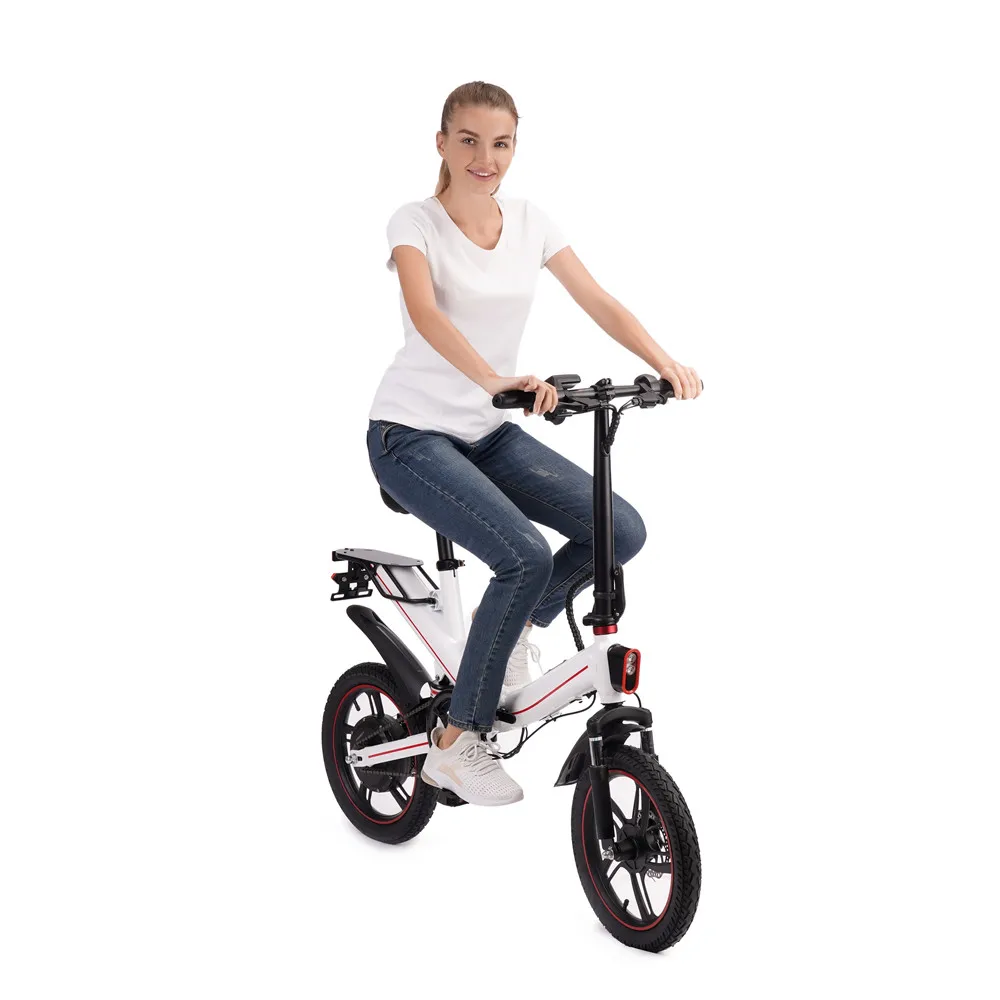 U.S. Warehouse Excider V5 Folding Mountain Electric Bike Full Suspension 14 Inches 500W 48V 15AH Black E-bike