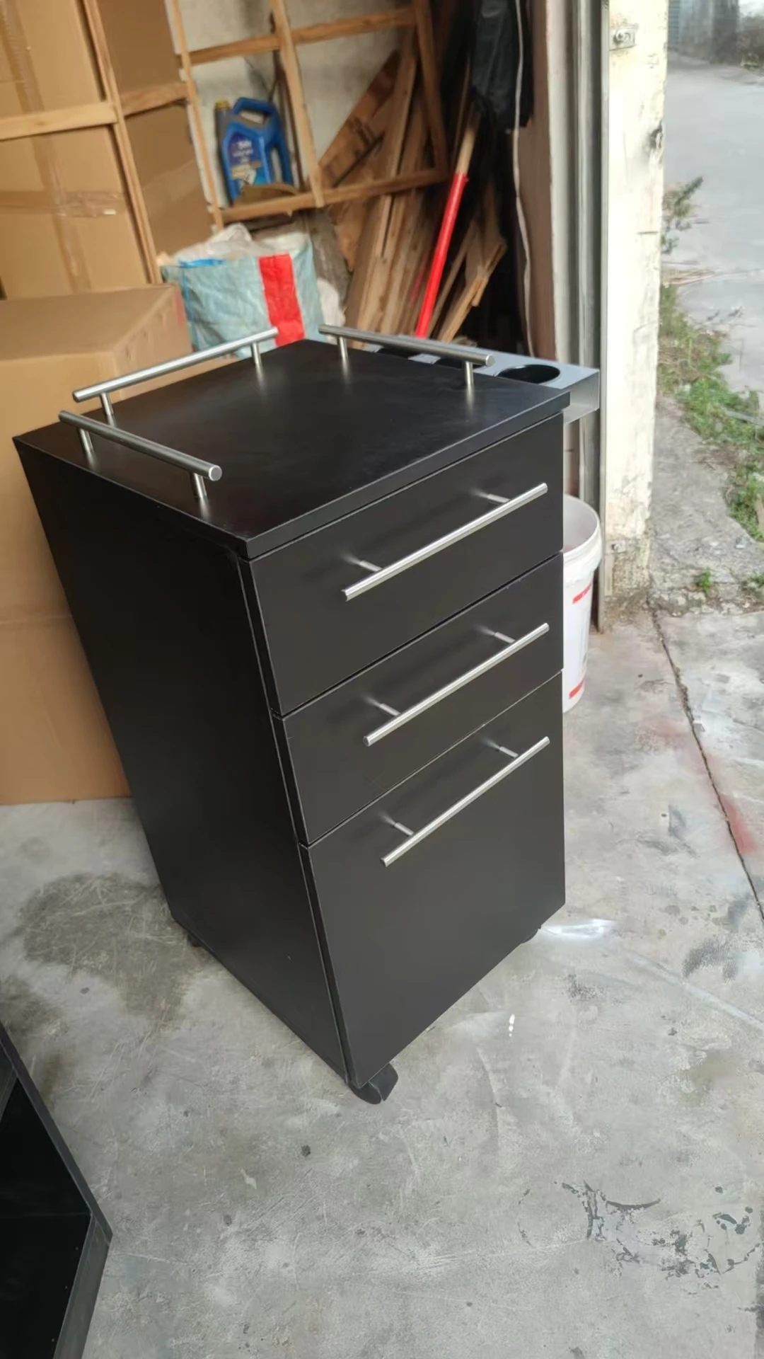 Wholesale Modern White Wood Salon Trolley with Wheels 3 Drawers Storage Rack for Home Hotel Beauty Hair Salon Warehouse Use