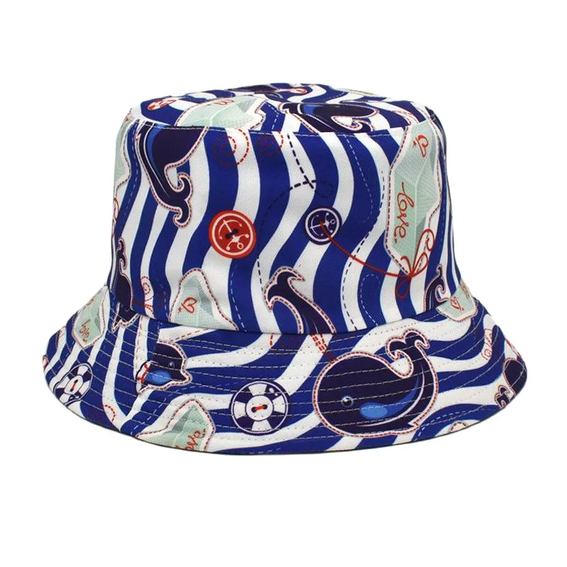 new coming 3 colors available wholesale sea animal printing bucket hats reversible