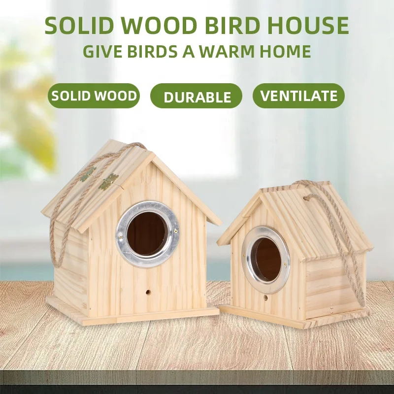 Bird House New Cedar Wood Decorative Birdhouse Pet Cage for Small Medium Large Birds Outdoor Hanging Nest