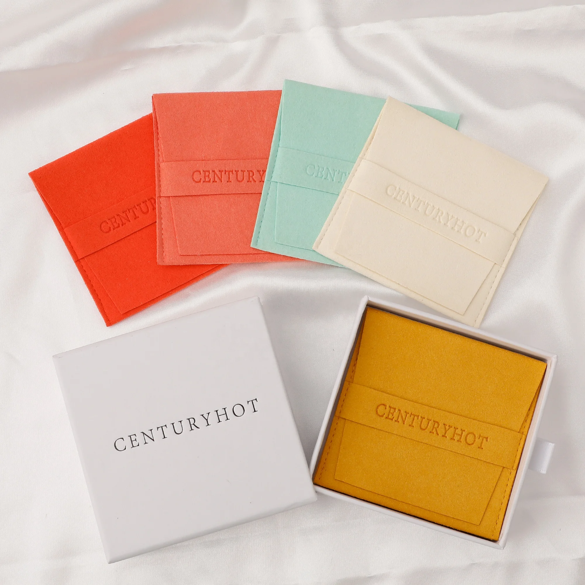 Wholesale Yellow Microfiber Jewelry Pouches, Envelope Jewelry Packaging Bag, Velvet Jewelry Packaging Bag With Logo Printed