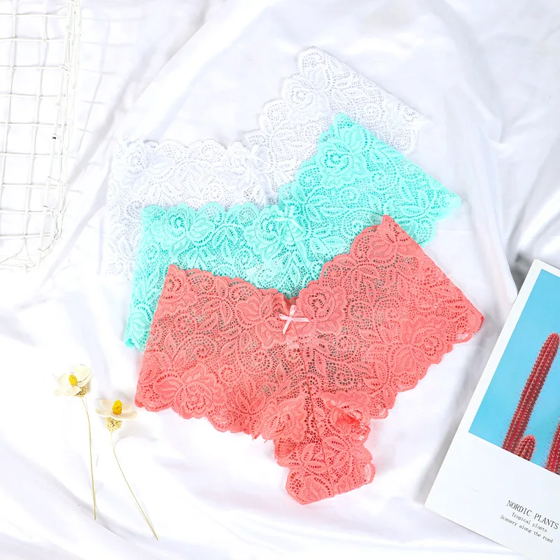 New Style Comfortable See Through Panties Sustainable Cotton Lady Briefs Lace Underwear Women Sexy