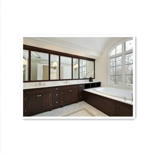 American style bathroom dark coffee furniture with mirror and light