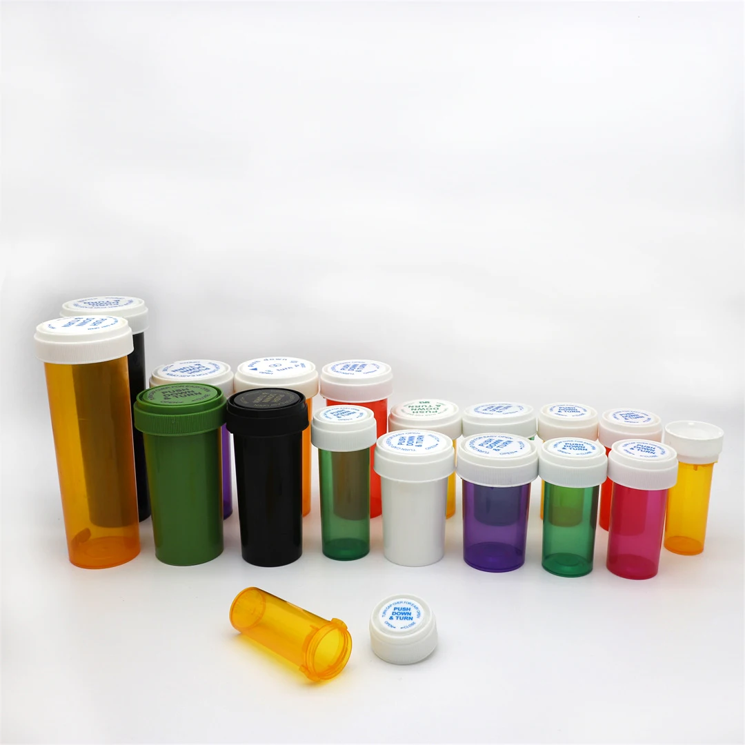 8 Dram plastic medicine pill bottles child resistant caps empty pill holders organizers for vitamin fish oils supplements 30cc