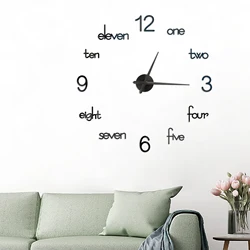Novelty Modern design promotional DIY acrylic mirror living room wall sticker clock