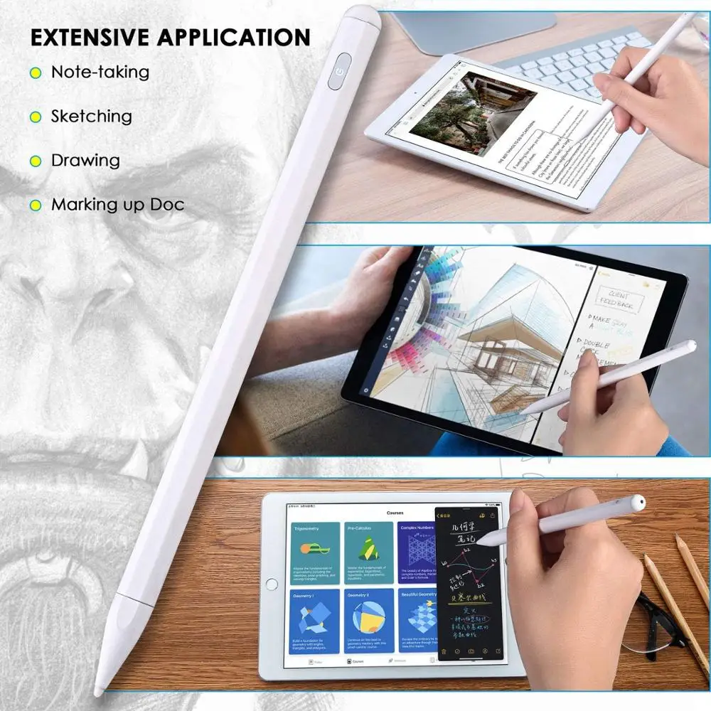 Rexiao Hot Sell P3-2 P3 Pro Upgraded 2nd Active Pen Palm Rejection Stylus for (2018-2020) iPad Pencil with Magnetic