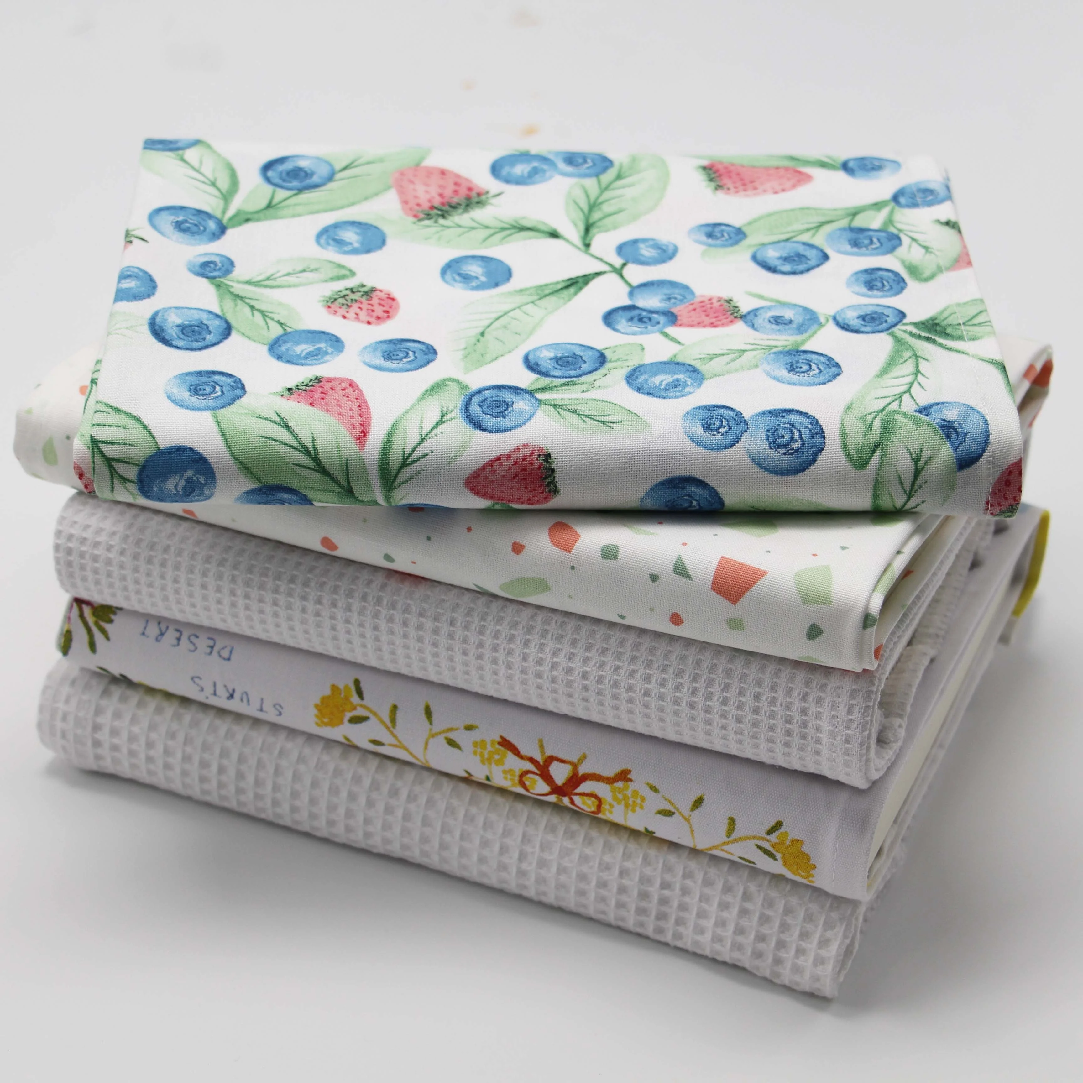 Beauty fruit blueberry printing custom printed linen cotton custom design towel kitchen tea towel