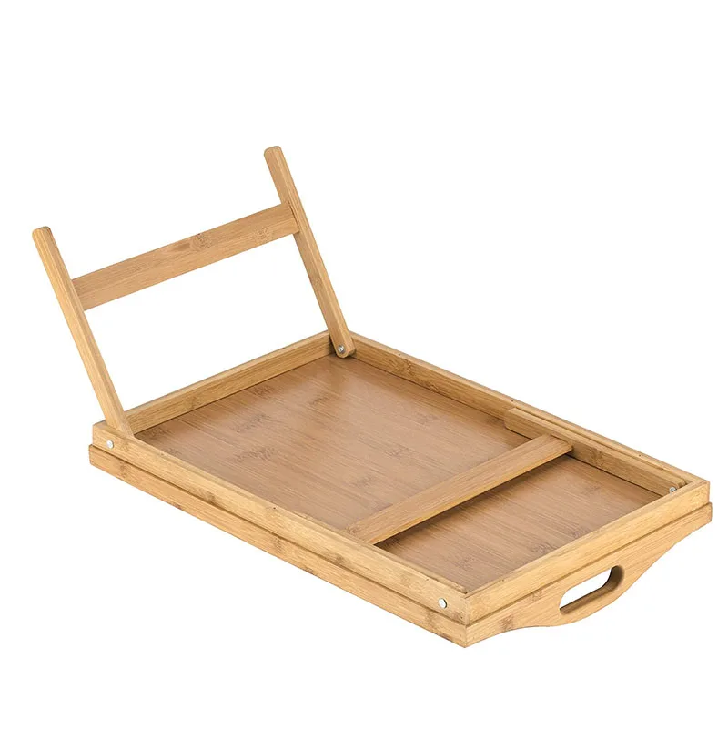 Eco-friendly Foldable Laptop Bamboo Breakfast Bed serving Tray Table with folding leg