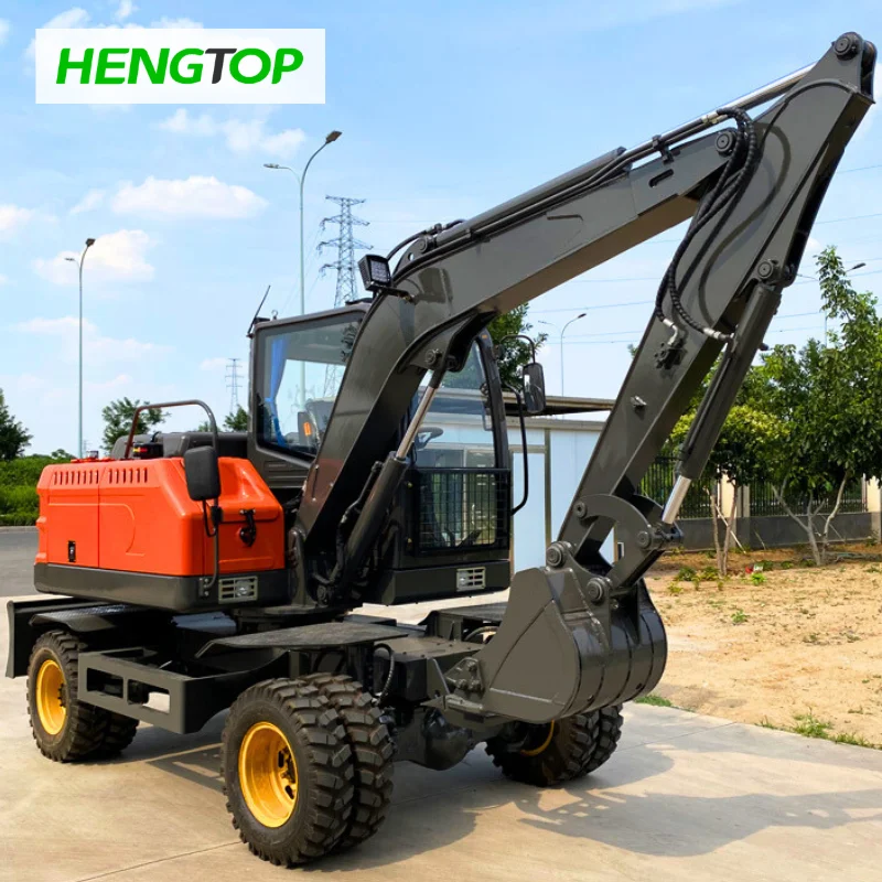 Free Shipping Large Excavator 7.5 Ton EPA Engine Wheeled digger Construction Machinery China New Large Wheeled bagger