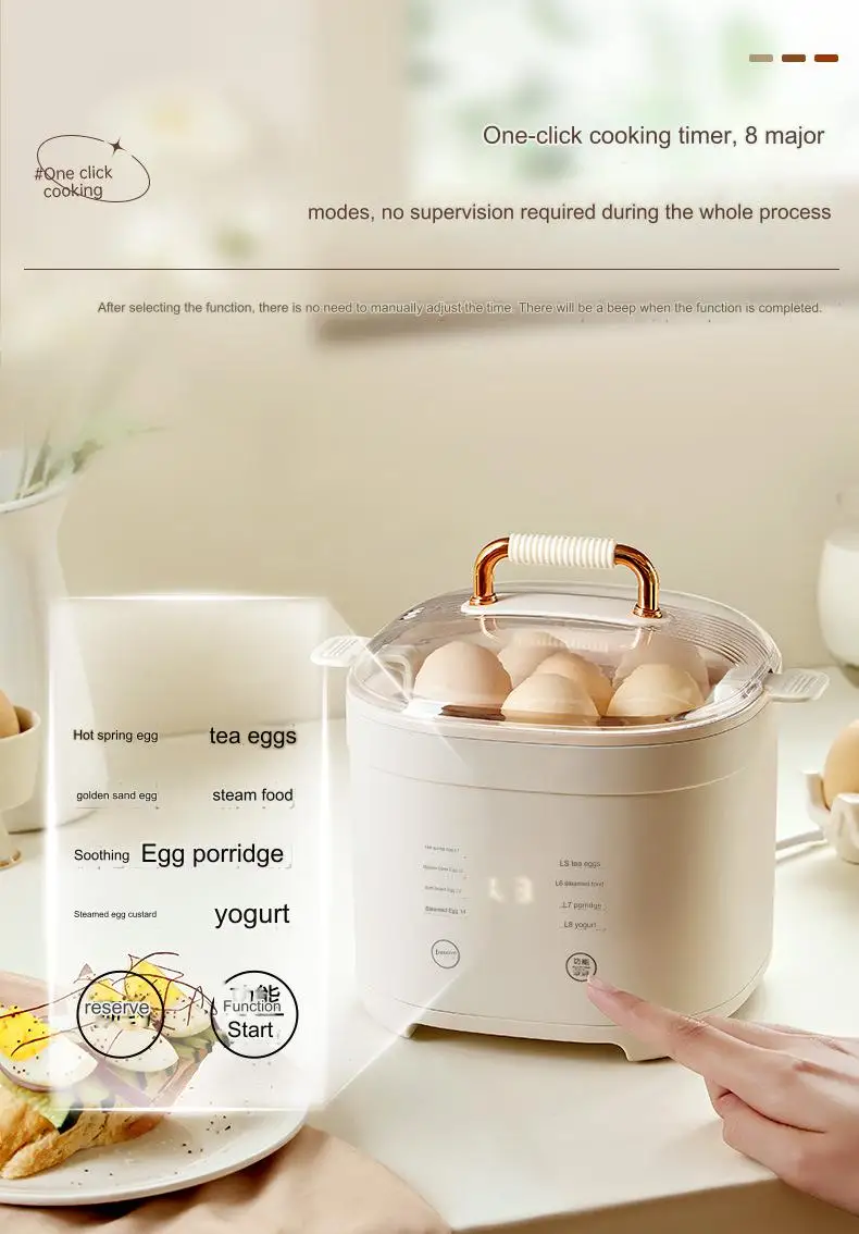 Multi-function New Kitchen Double Layers Electric Egg Boiler Holder  Rapid Egg Cooker  24-hour reservation  Egg Steamer