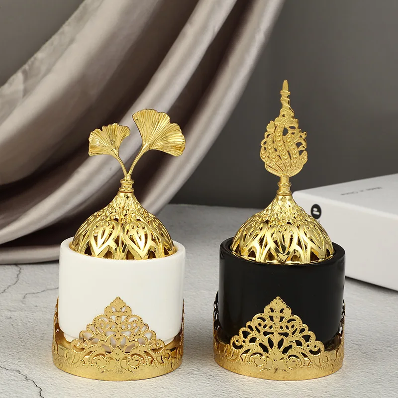 Luxury Hollow Portable Arabic Incense Burner Middle East Muslim Small Resin Craft Burner Incense Mubkhar Censer Ramadan Decor