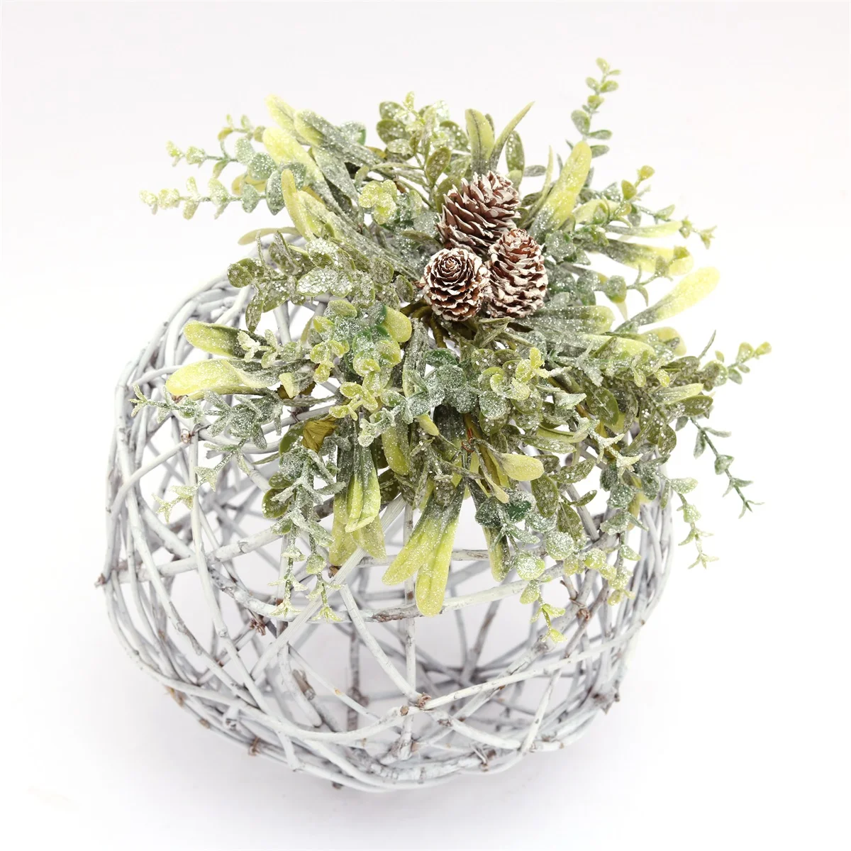 Christmas Decoration garland printed snow with red mushroom and pine cone artificial wreath