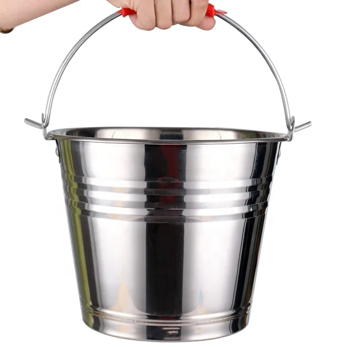 Water Bucket Metal Water Pail Beer Ice Bucket Wholesale Factory Price Stainless Steel Silver BUCKETS Support PP Bag + Carton