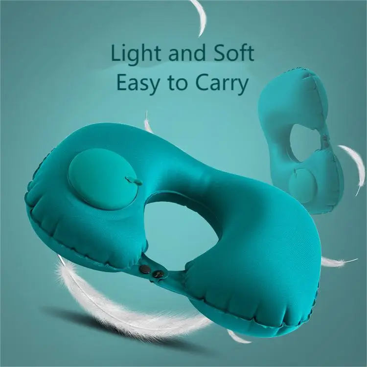 New Fashion Air Filled Minky U shape Pillow with Press Pump Inflatable Velvet Pillow Travel Neck Pillow