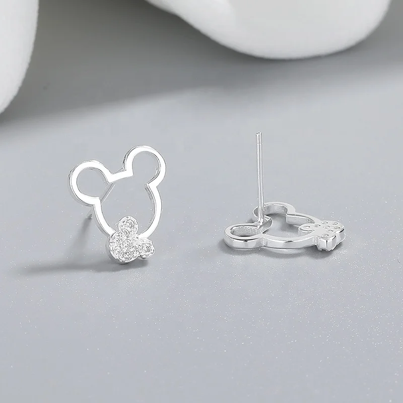 Cute Little Bear Stud Earrings Wholesale Silver Earrings Manufacturer Vintage Style Cubic Zirconia Jewelry Wholesale