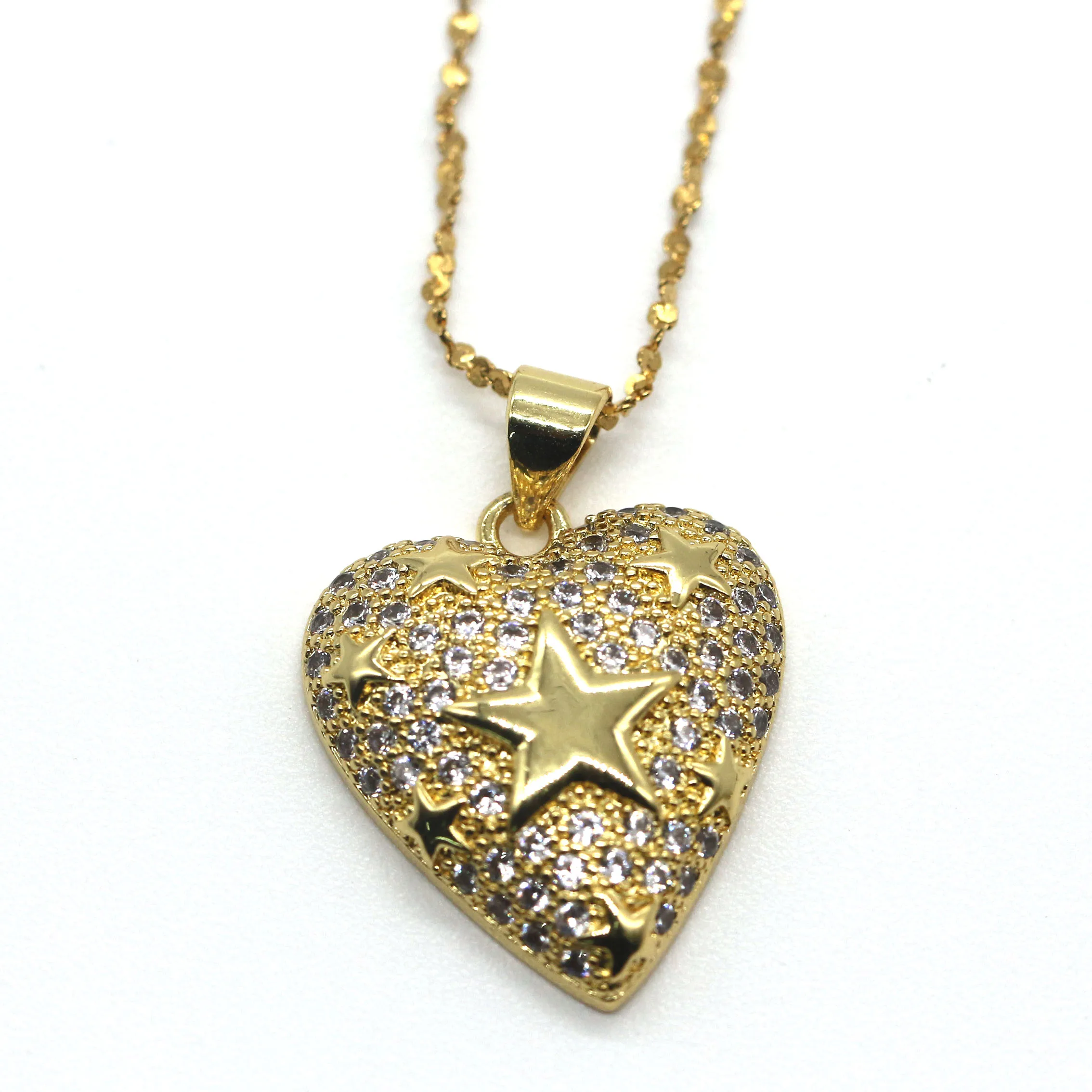 18K Gold Plating Copper zircon Anti-corrosion and anti-fading Pendant Charm Necklace Bling CZ Crystal  Necklace For Women