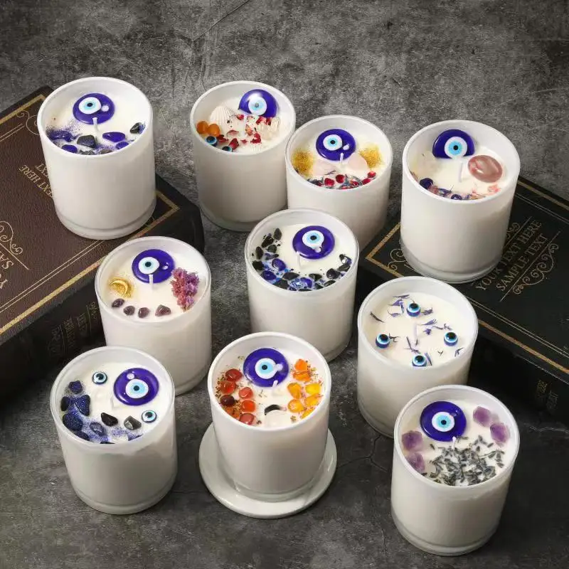 Home Decor Fragrance Glass Jar  Evil Eyes Scented Soy Wax Candle With Gift Box