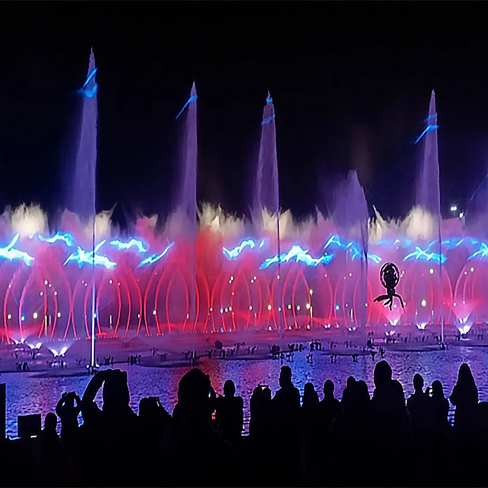 Multicolored Lighted LED Fountain Outdoor Music Dancing Water Fountain Show