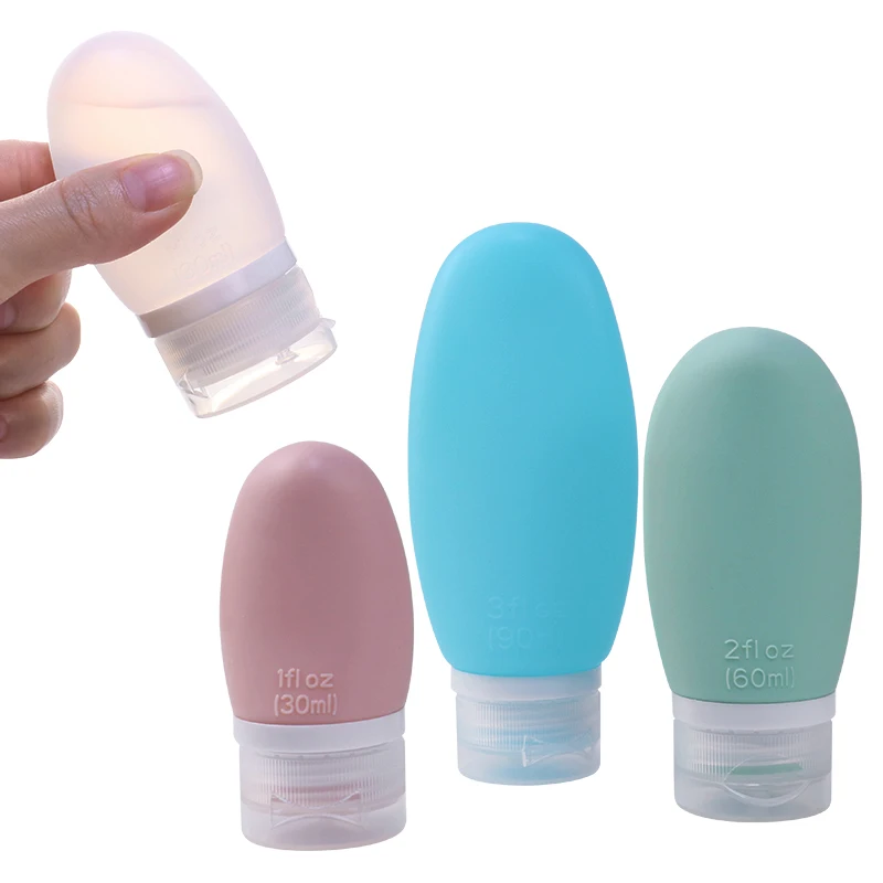 Custom 2 oz Leak Proof Portable Squeeze 3 Oz 90 ml Empty Shampoo Travel Size Silicone Bottles Travel Toiletries Bottle Container