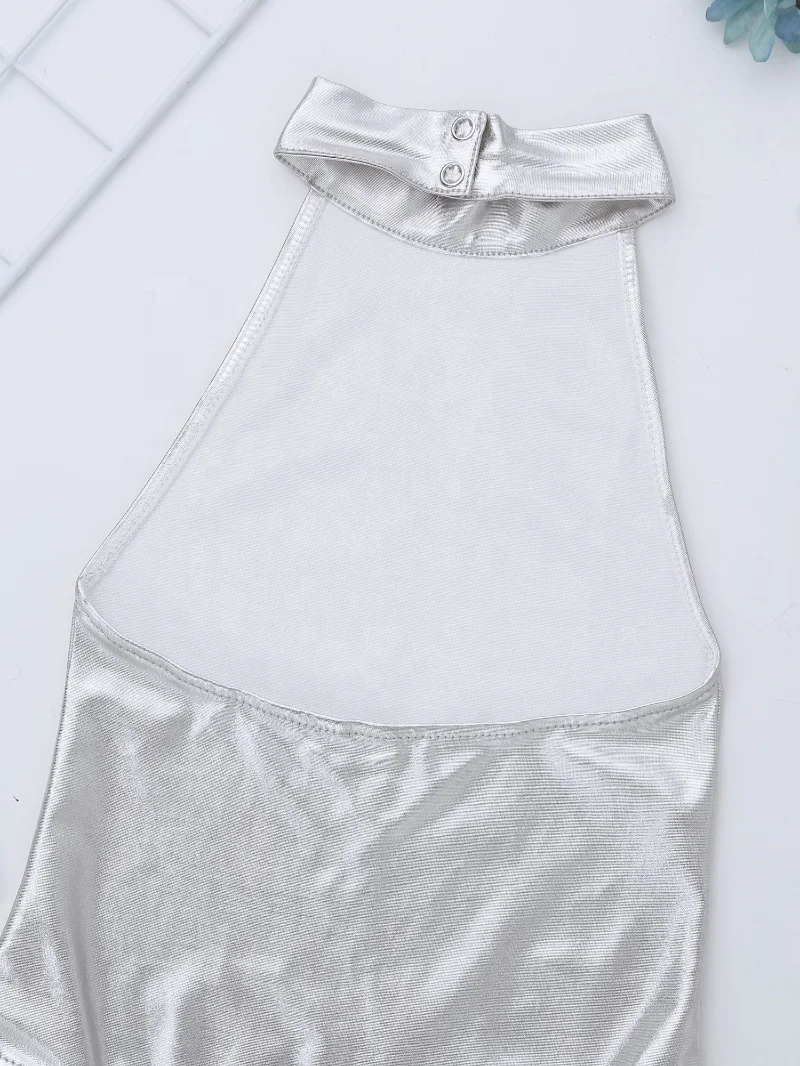 
Big Girls Backless Ballet Gymnastics Bodysuit Shiny Dance Training Athletic Leotard 