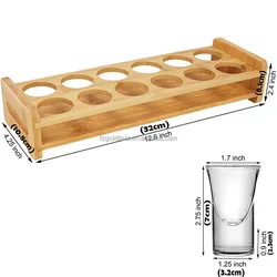 Bamboo Barware Tool  Beer Flight Board Whisky Liquor Shot Glass Tasting Serving Paddle Rack Wine Cup Holder Tray for Bar