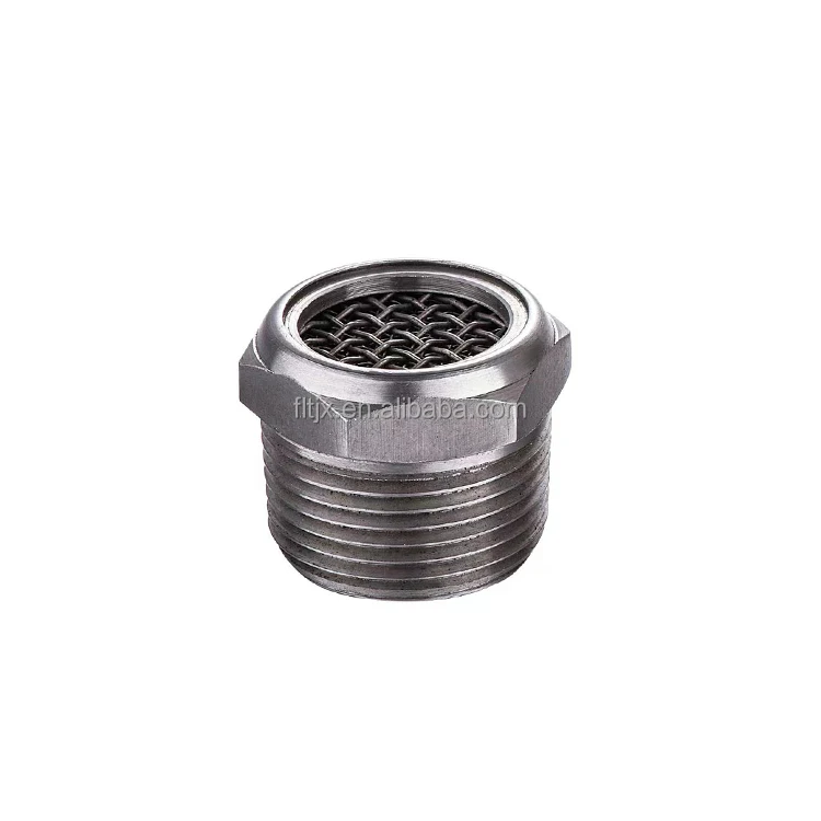 Stainless steel flat muffler pneumatic element throttle valve sinter powder breathable filter thread interface 316 filter
