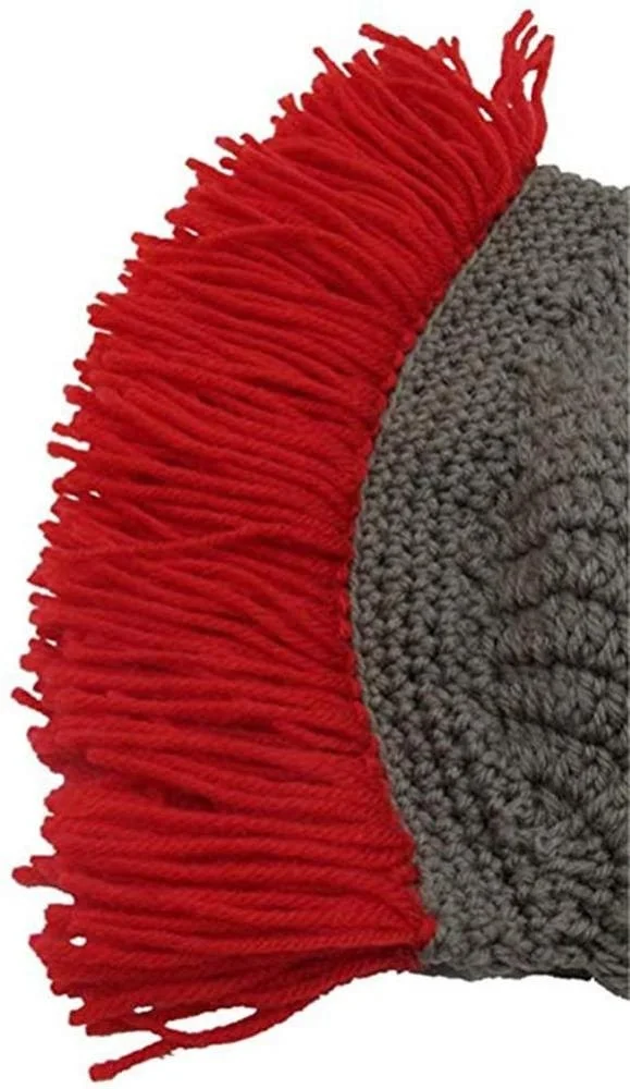 Beard Hat Beanie Knit Original Barbarian Warrior Halloween with Viking Horns Bearded Caps Windproof for Men & Women Tentacle Cro