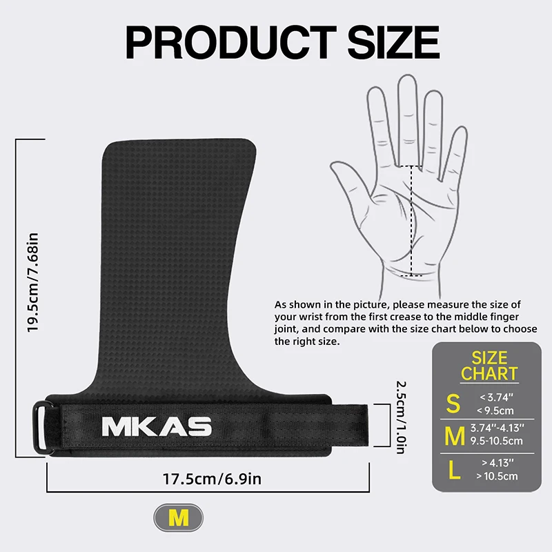 MKAS Hypalon Adjuebal Glossy Rubber Grip Weight Lifting Training Protect Palm Hand Lifting Grip Gloves Gymnastics Grips