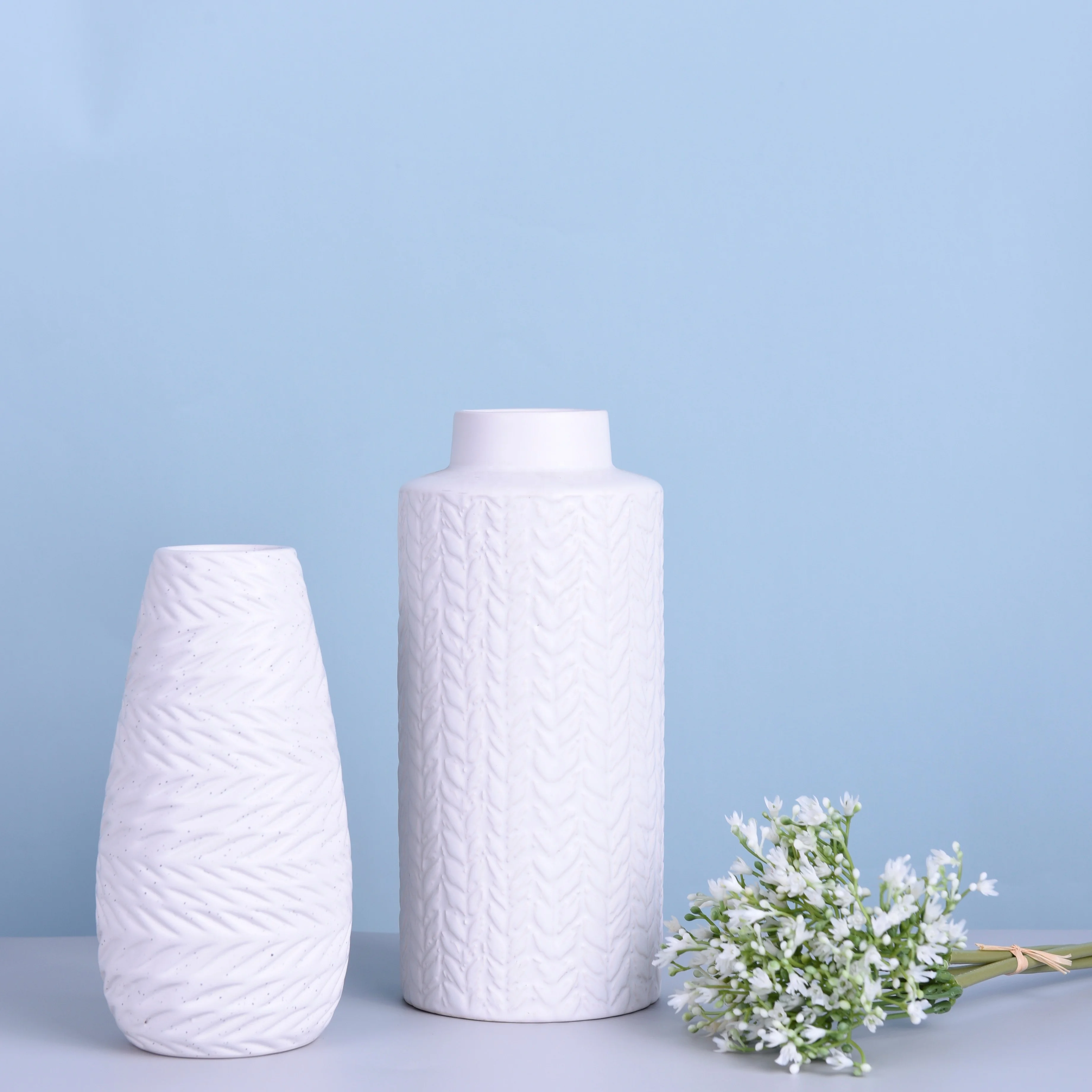 Nordic Tall Table White Ceramic & Porcelain Flower Vases  For Home Room Decor Modern