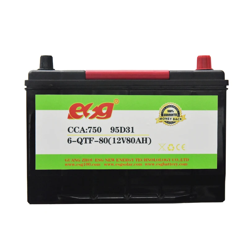 Esg New Arrival 12 Volt 12V 80Ah Lead-Acid Starter Tubular 24V 1.2Ah Rechargeable Lead Acid Car Battery