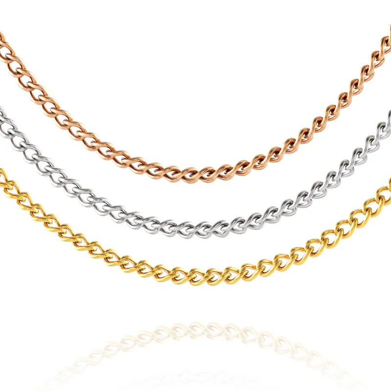fashion 18k yellow gold stainless steel curb link chain necklace