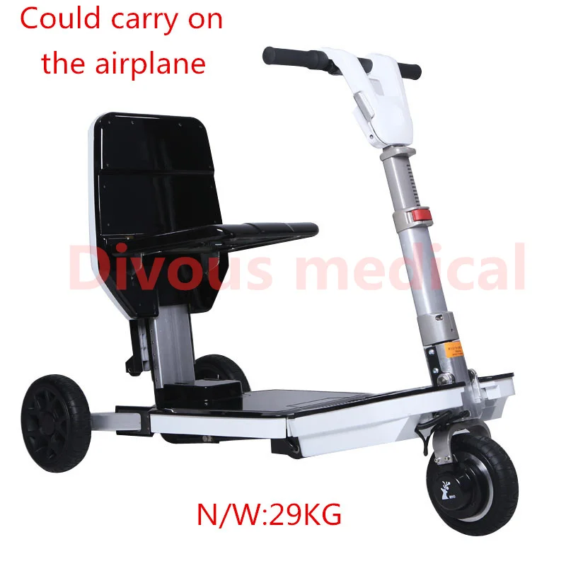 Folding 3-Wheel Travel Airplane Luggage Electric Mobility Scooter Tricycle For Erlerly And Disabed